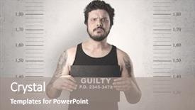  Presentation with criminal profiling - Audience pleasing theme consisting of criminal profiling - caught guilty man with id backdrop and a gray colored foreground