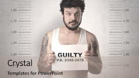  Presentation with music signs teal - Amazing presentation theme having criminal profiling - caught guilty man with id backdrop and a light gray colored foreground