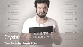  Presentation with criminal profiling - Slide set featuring criminal profiling - caught guilty man with id background and a gray colored foreground
