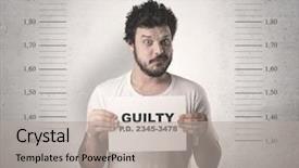  Presentation with criminal profiling - PPT theme featuring criminal profiling - caught guilty man with id background and a light gray colored foreground
