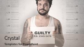  Presentation with criminal profiling - Cool new theme with criminal profiling - caught guilty man with id backdrop and a light gray colored foreground