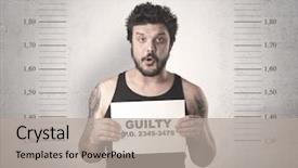  Presentation with criminal profiling - Amazing PPT theme having criminal profiling - caught guilty man with id backdrop and a light gray colored foreground