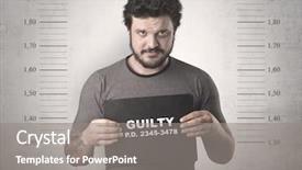  Presentation with criminal profiling - Amazing PPT theme having criminal profiling - caught guilty man with id backdrop and a gray colored foreground