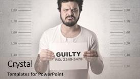  Presentation with criminal profiling - Slides featuring criminal profiling - caught guilty man with id background and a  colored foreground