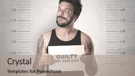  Presentation with music signs teal - Beautiful slide deck featuring criminal profiling - caught guilty man with id backdrop and a  colored foreground