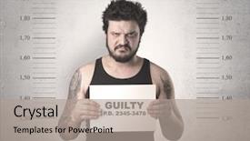  Presentation with music signs teal - Beautiful presentation design featuring criminal profiling - caught guilty man with id backdrop and a light gray colored foreground