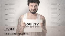  Presentation with criminal profiling - Presentation design with criminal profiling - caught guilty man with id background and a light gray colored foreground