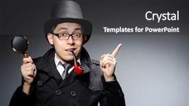  Presentation with detective - Audience pleasing presentation theme consisting of criminal profiling - funny detective with pipe backdrop and a dark gray colored foreground