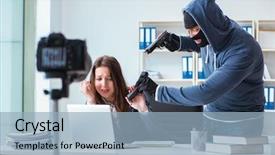  Presentation with victim awareness - Slide deck consisting of criminal recording message for ransom background and a light blue colored foreground