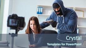  Presentation with criminal justice murder - Beautiful presentation theme featuring criminal recording message for ransom backdrop and a ocean colored foreground