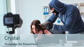  Presentation with recording - Amazing slide set having criminal recording message for ransom backdrop and a  colored foreground