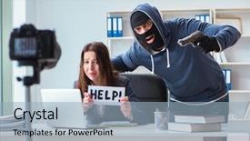  Presentation with criminal identification - Slide deck featuring criminal recording message for ransom background and a  colored foreground