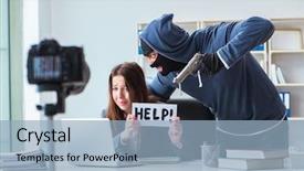  Presentation with criminal identification - Slide deck featuring criminal recording message for ransom background and a  colored foreground