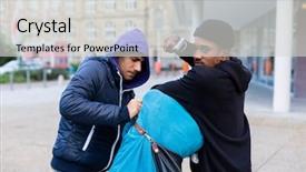  Presentation with street - Presentation with criminal street gang of robbers background and a light gray colored foreground