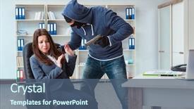  Presentation with criminal justice probation - Presentation theme consisting of criminal taking businesswoman as hostage background and a ocean colored foreground