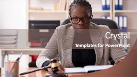  Presentation with female abstract black - Slide set enhanced with criminal thinking - black female lawyer in courthouse background and a gray colored foreground