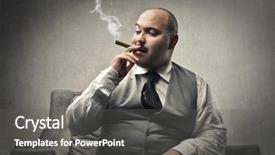  Presentation with cigar - Presentation consisting of criminal thinking - fat man smoking a cigar background and a dark gray colored foreground