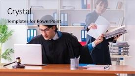  Presentation with fatherhood and working - Colorful slide set enhanced with criminal thinking - two lawyers working backdrop and a  colored foreground