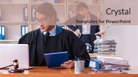  Presentation with two wheeler - Colorful presentation theme enhanced with criminal thinking - two lawyers working backdrop and a  colored foreground