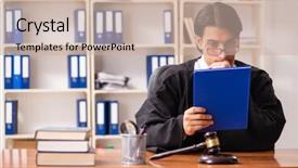  Presentation with court - Beautiful slide deck featuring criminal thinking - young handsome judge working backdrop and a soft green colored foreground