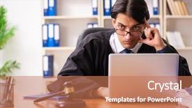  Presentation with education court cases - Amazing presentation design having criminal thinking - young handsome judge working backdrop and a  colored foreground