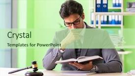  Presentation with lawyer - Colorful slide deck enhanced with criminal thinking - young handsome lawyer working backdrop and a soft green colored foreground