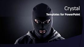  Presentation with black dark neuron connections - Presentation design consisting of criminal-wearing-black-balaclava background and a wine colored foreground