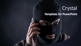  Presentation with smartphone - Presentation theme consisting of criminal-wearing-black-balaclava background and a wine colored foreground