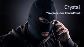  Presentation with black dark neuron connections - Beautiful slide set featuring criminal-wearing-black-balaclava backdrop and a wine colored foreground