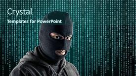  Presentation with black - Presentation design with criminal-wearing-black-balaclava background and a ocean colored foreground