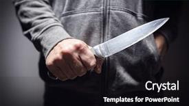  Presentation with stab - Slide set enhanced with criminal with knife weapon threatening background and a black colored foreground