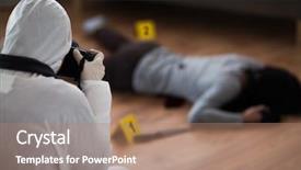  Presentation with crime victim - Cool new presentation with criminalistics - investigation forensic examination and people backdrop and a coral colored foreground