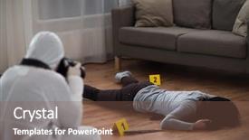  Presentation with crime victim - Slide set consisting of criminalistics - investigation forensic examination and people background and a violet colored foreground