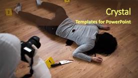  Presentation with crime victim - PPT theme having criminalistics - murder investigation and forensic examination background and a tawny brown colored foreground