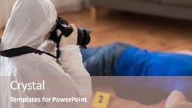  Presentation with crime victim - Cool new theme with criminalistics - murder investigation forensic examination backdrop and a coral colored foreground