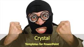  Presentation with mask - Cool new slide set with criminality - criminal wearing mask isolated backdrop and a tawny brown colored foreground