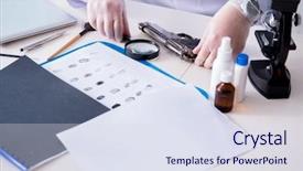  Presentation with crime - Presentation design enhanced with criminologist police chemist looking background and a sky blue colored foreground