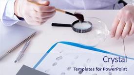  Presentation with crime - PPT theme featuring criminologist police chemist looking background and a  colored foreground