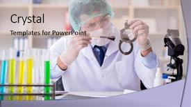  Presentation with crime - Audience pleasing slide deck consisting of criminologist police chemist looking backdrop and a soft green colored foreground