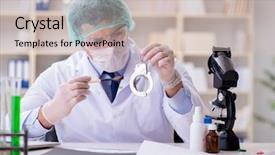  Presentation with crime - Slide deck with criminologist police chemist looking background and a soft green colored foreground
