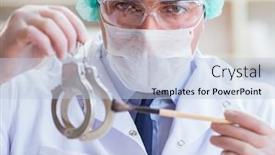  Presentation with crime - Cool new PPT layouts with criminologist police chemist looking backdrop and a light blue colored foreground