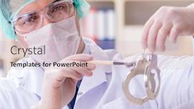  Presentation with chemist - Presentation featuring criminologist-police-chemist-looking background and a lemonade colored foreground