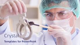  Presentation with crime - Cool new slides with criminologist-police-chemist-looking backdrop and a sky blue colored foreground