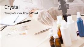  Presentation with lab - PPT layouts with criminologist working in the lab background and a lemonade colored foreground