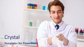  Presentation with lab - Beautiful slides featuring criminologist working in the lab backdrop and a sky blue colored foreground