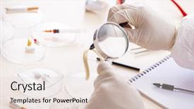  Presentation with lab - Amazing slide deck having criminologist working in the lab backdrop and a  colored foreground