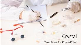  Presentation with lab - PPT layouts having criminologist working in the lab background and a cream colored foreground