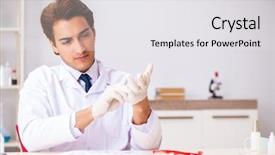  Presentation with lab - PPT theme featuring criminologist working in the lab background and a white colored foreground