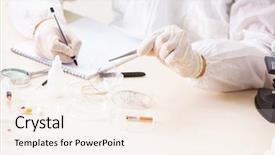  Presentation with artificial intelligence expert system - Slides having criminologist working in the lab background and a cream colored foreground