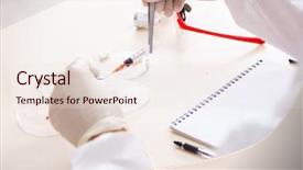  Presentation with lab - PPT theme with criminologist working in the lab background and a lemonade colored foreground